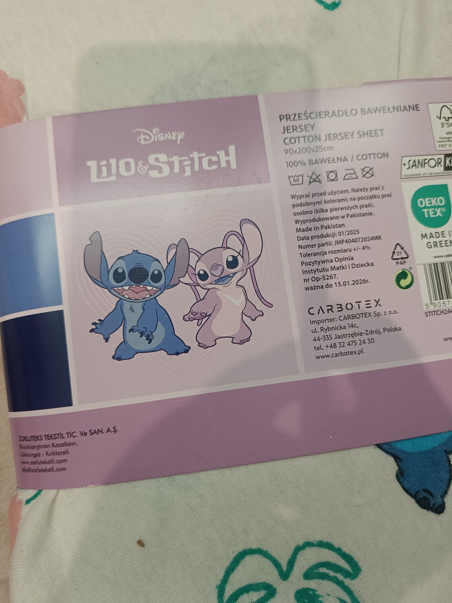 Koc kocyk flanelowy 130x160 Lolo & Stitch prześcieradło bawełniane 90