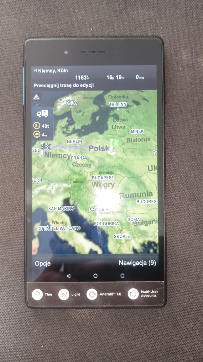 Nawigacja ciężarowe tablet lenovo