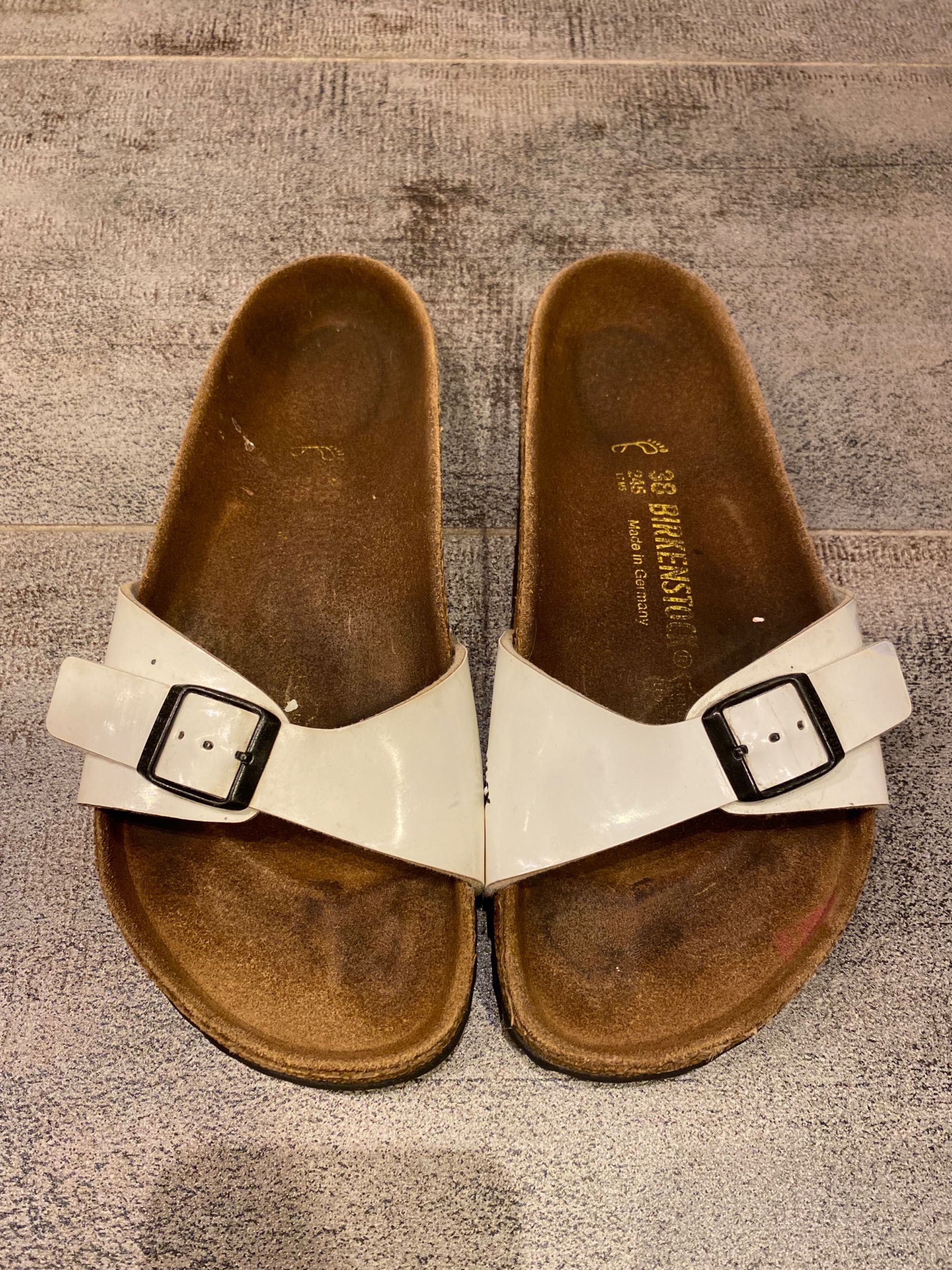 Birkenstock 38,5 r 24,7 cm sandały klapki japonki białe korkowe lato