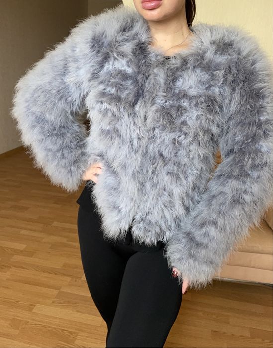 Сіра шуба  штучне хутро