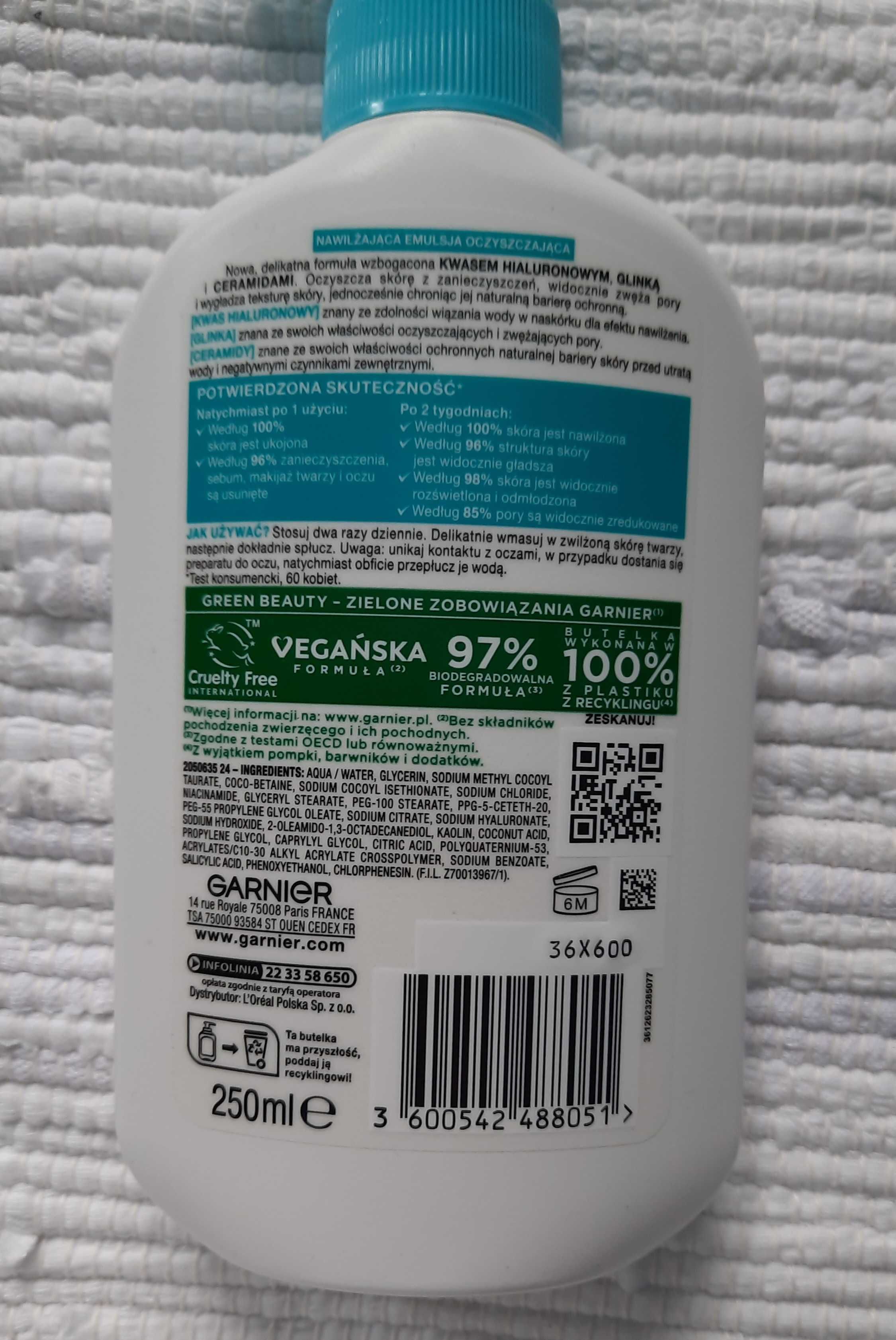 GARNIER nawilżająca emulsja oczyszczająca, 250 ml