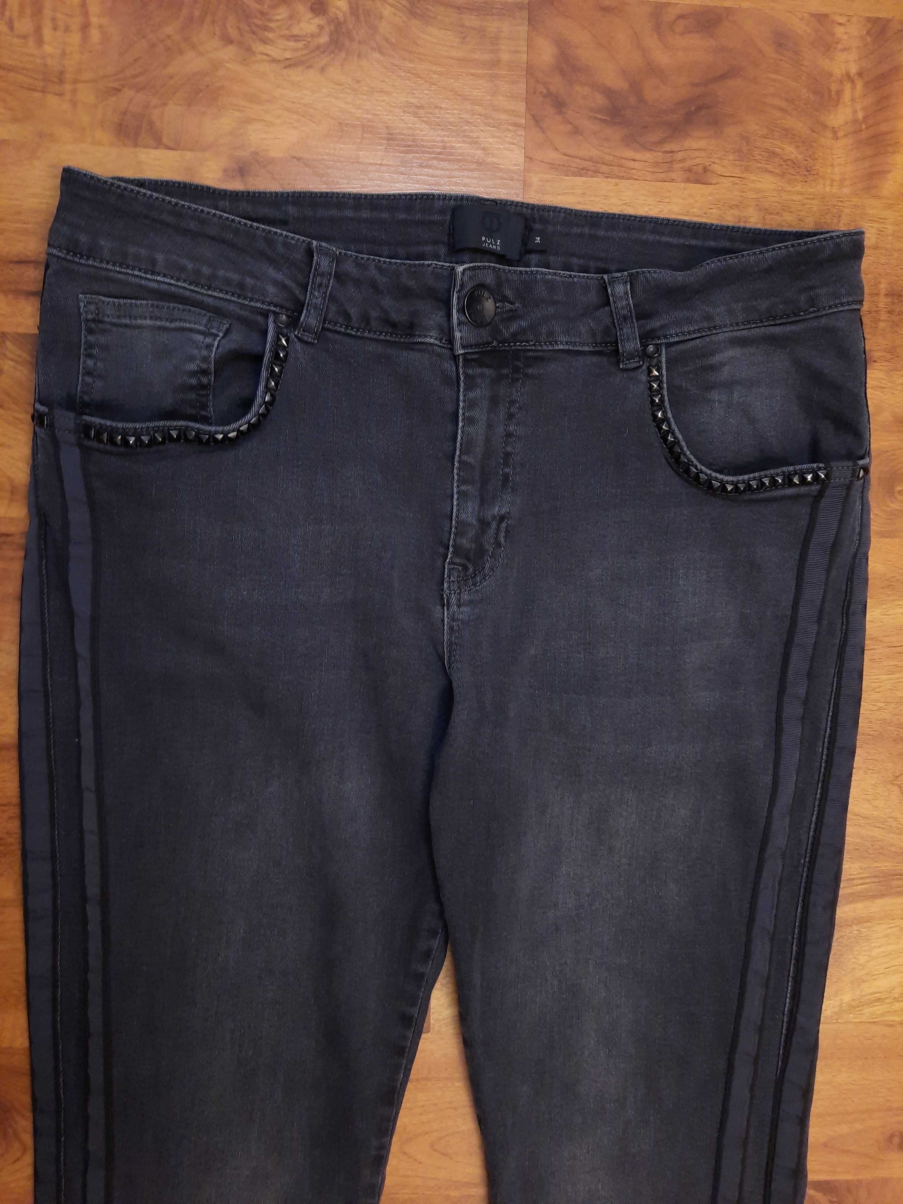 Spodnie jeansowe czarne jeansy skinny Pulz Jeans 34 orientacyjnie XL