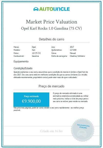 VERSÃO ESPECIAL KARL ROCKS 1.0 75 CV, 2017, NACIONAL, SÓ 120000 KM