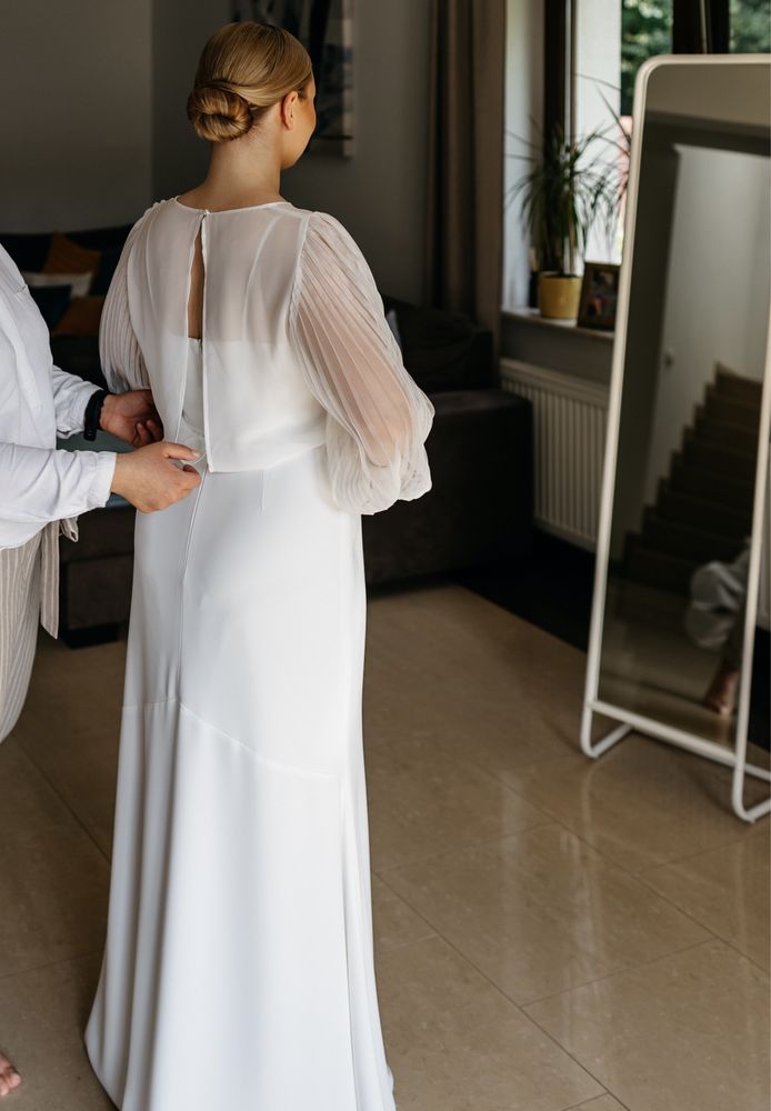 Suknia ślubna klasyczna simple szyta na miarę roz. M Ochocka Atelier