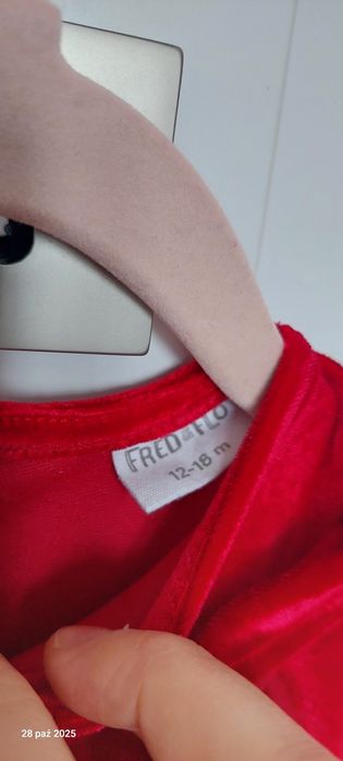 Czerwona sukienka welurowa 86 cm