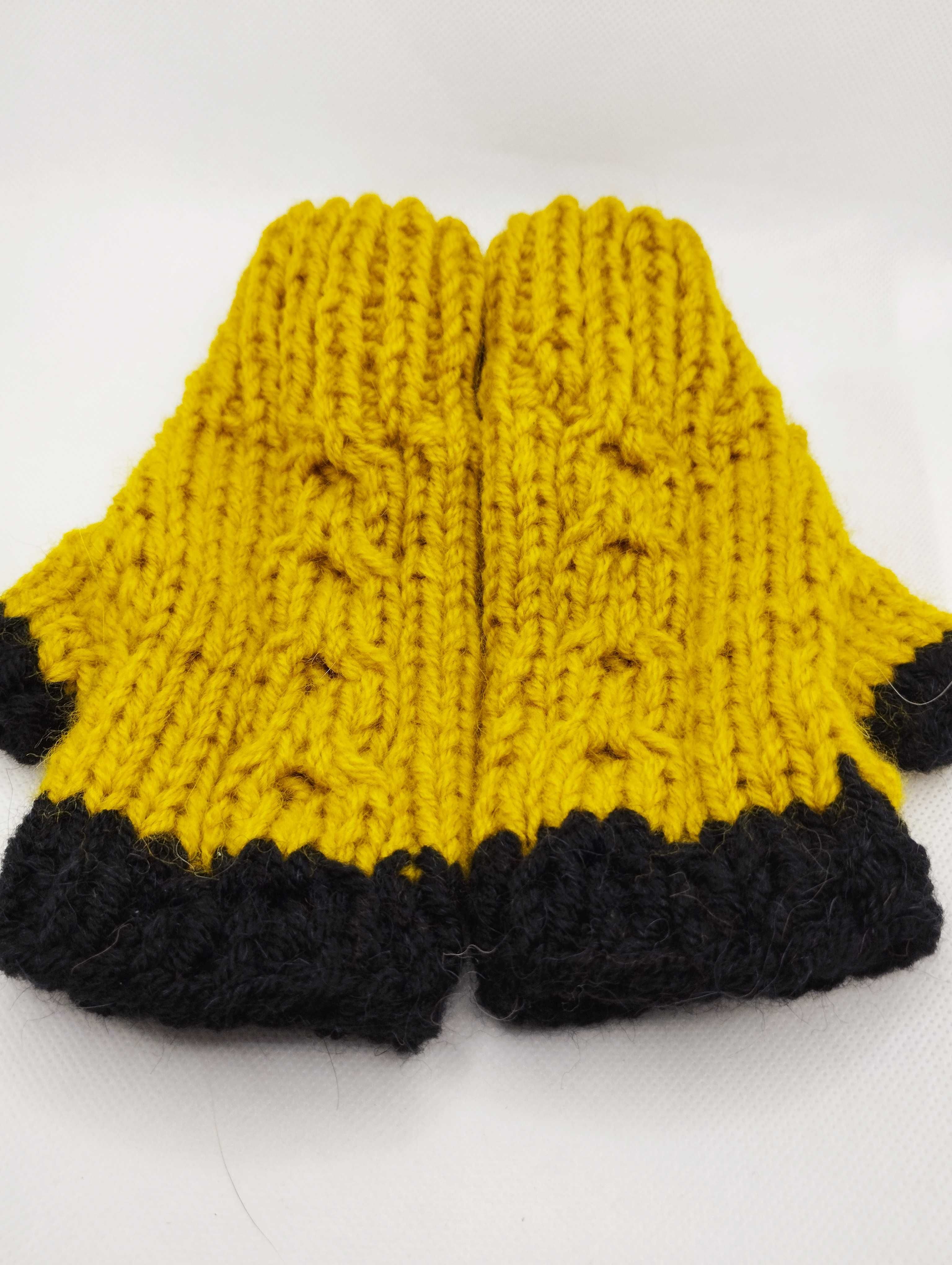 Wełniane mitenki; rękawiczki bez palców; handmade