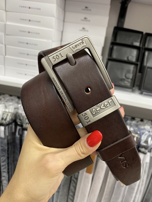 Ремінь чоловічий шкіряний коричневий/ ремень мужской кожа коричневый