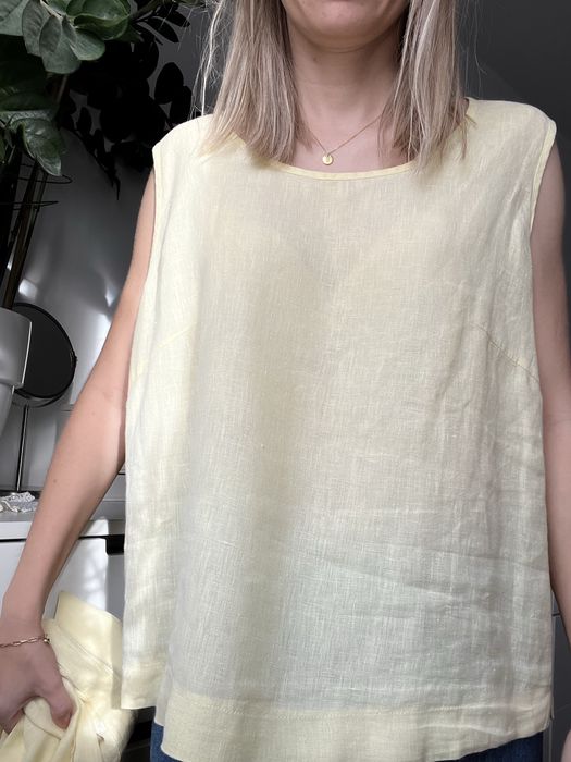 100% lniany komplet koszula i top zolty 42 xl len