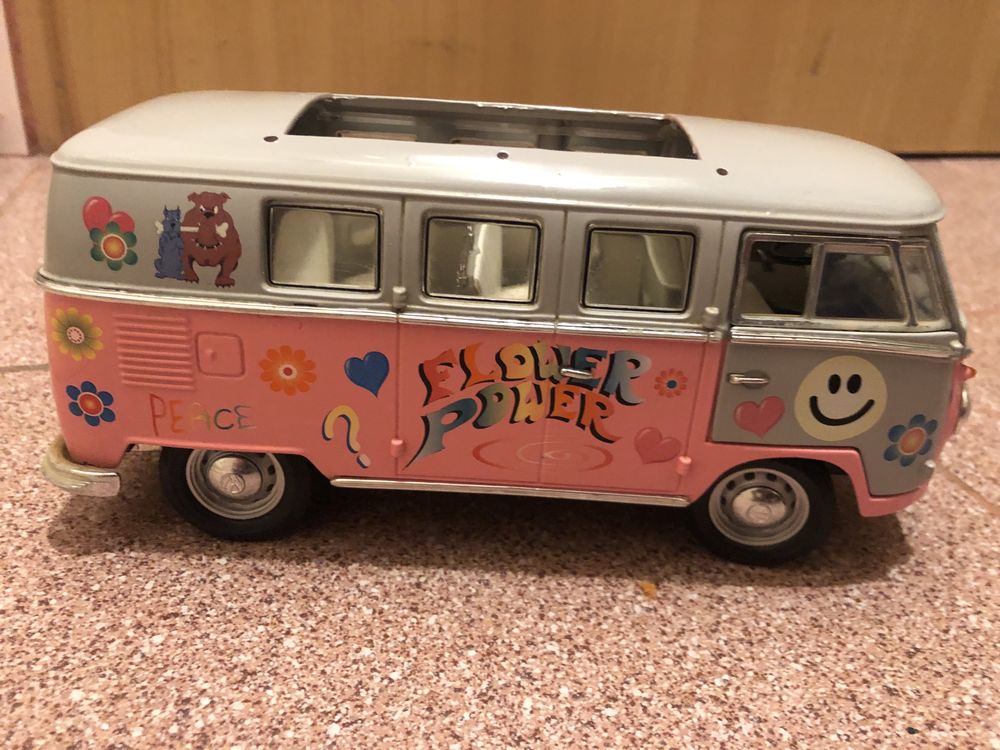 Stara zabawka volkswagen- T1 minibus 1962 - FLOWER POWER