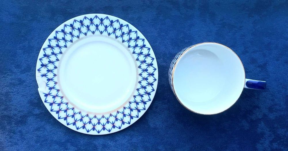 Чайная пара фарфор ЛФЗ кобальт сетка