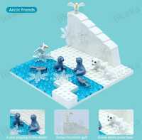 Nowe klocki jak Lego lodowiec pingwin niedźwiedź śnieg