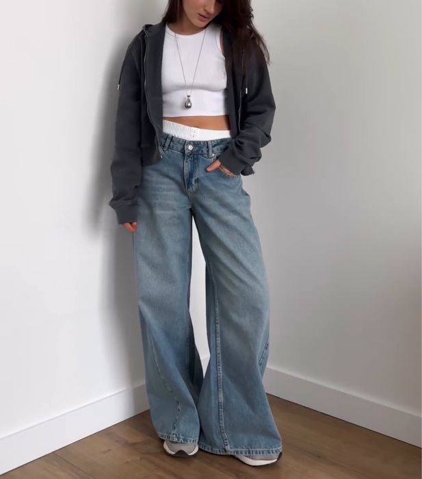 Широкі джинси baggy wide leg очень широкие джинсы prihodova
