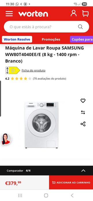 Máquina de lavar roupa Samsung 8kg