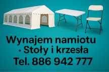 Wynajem namiotu, stoły, krzesła