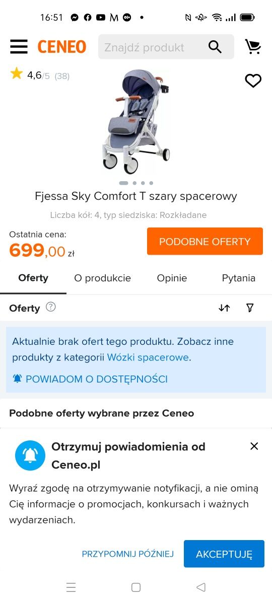 Lekki wózek  spacerowy fjessa skladany jedną ręką