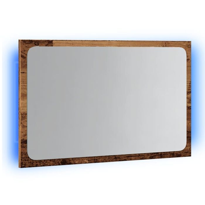 vidaXL Lustro łazienkowe z LED, stare drewno, 60x8,5x38 cm