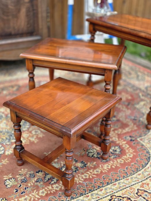 Stoliki 3 szt trojak drewniane wiśniowe #1724 Stylowy Węgrów