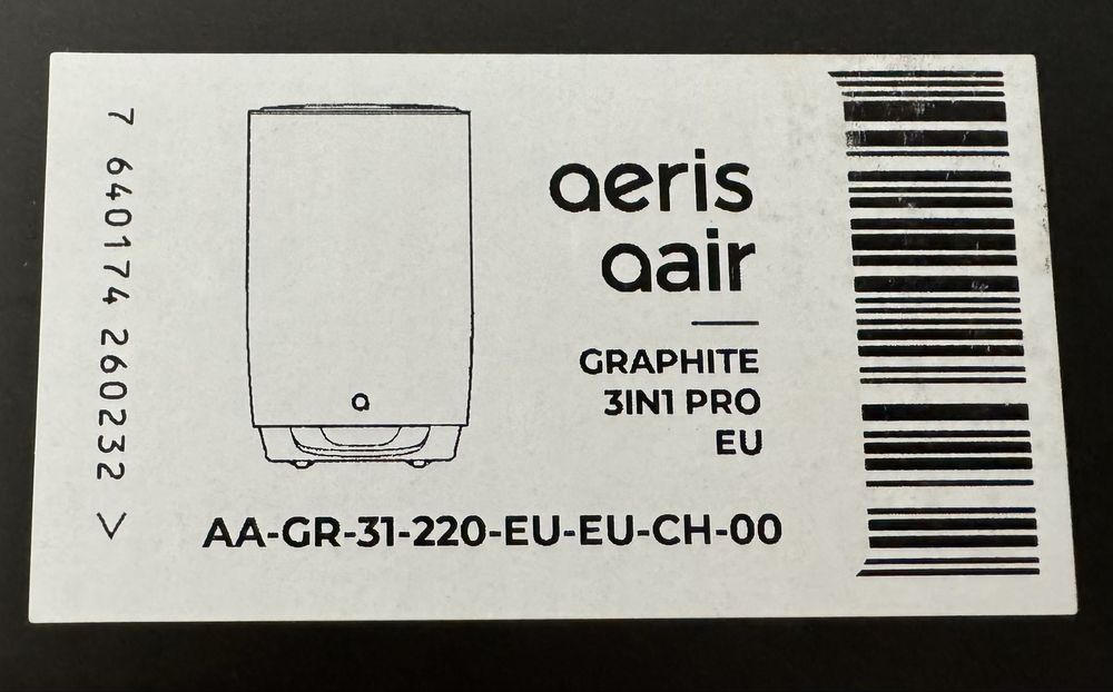 Oczyszczacz powietrza aeris air 3in1 pro graphite eu nowy