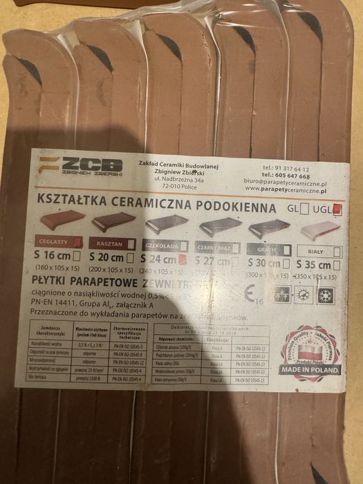 Płytki klinkierowe parapetowe 24cm ZCB
