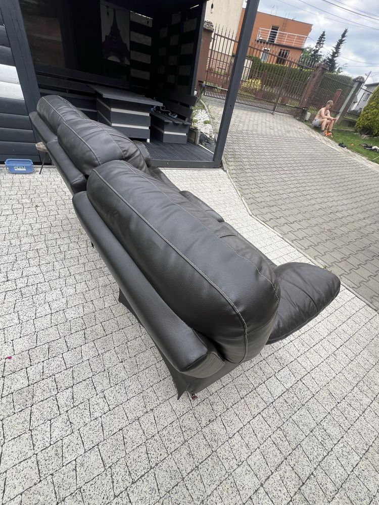 Sofa plus fotele z funkcją relax skóra
