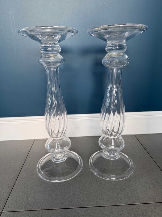 Szklane, wysokie, efektowne świeczniki , Okazja!