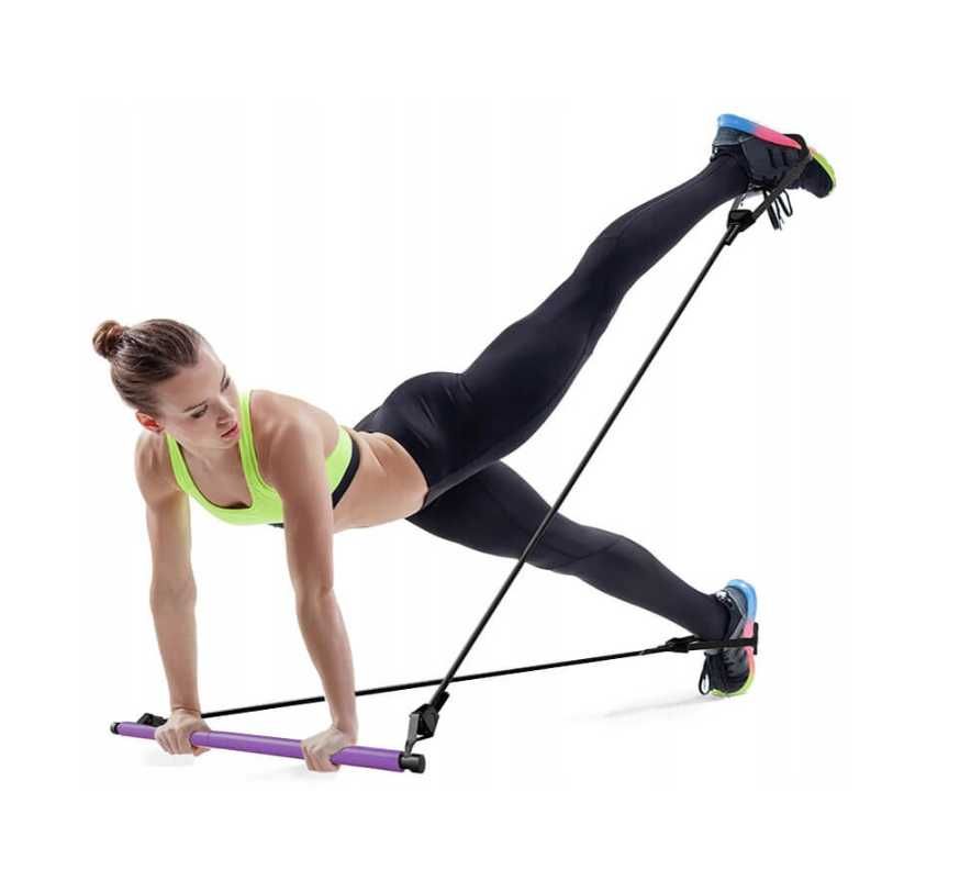 Drążek do jogi Pilates Studio 45 cm różowy do ćwiczeń gumy oporowe