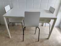 mesa MELLTORP branca com 3 cadeiras