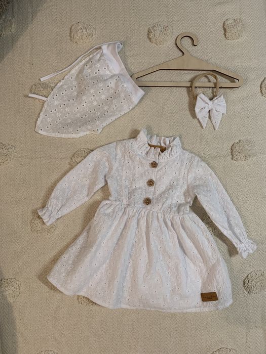 Sukienka handmade biała chrzciny ślub okazje komplet