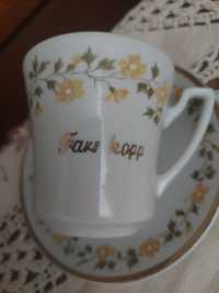 Wałbrzych duża filiżanka do herbaty ze spodkiem,  porcelana polska