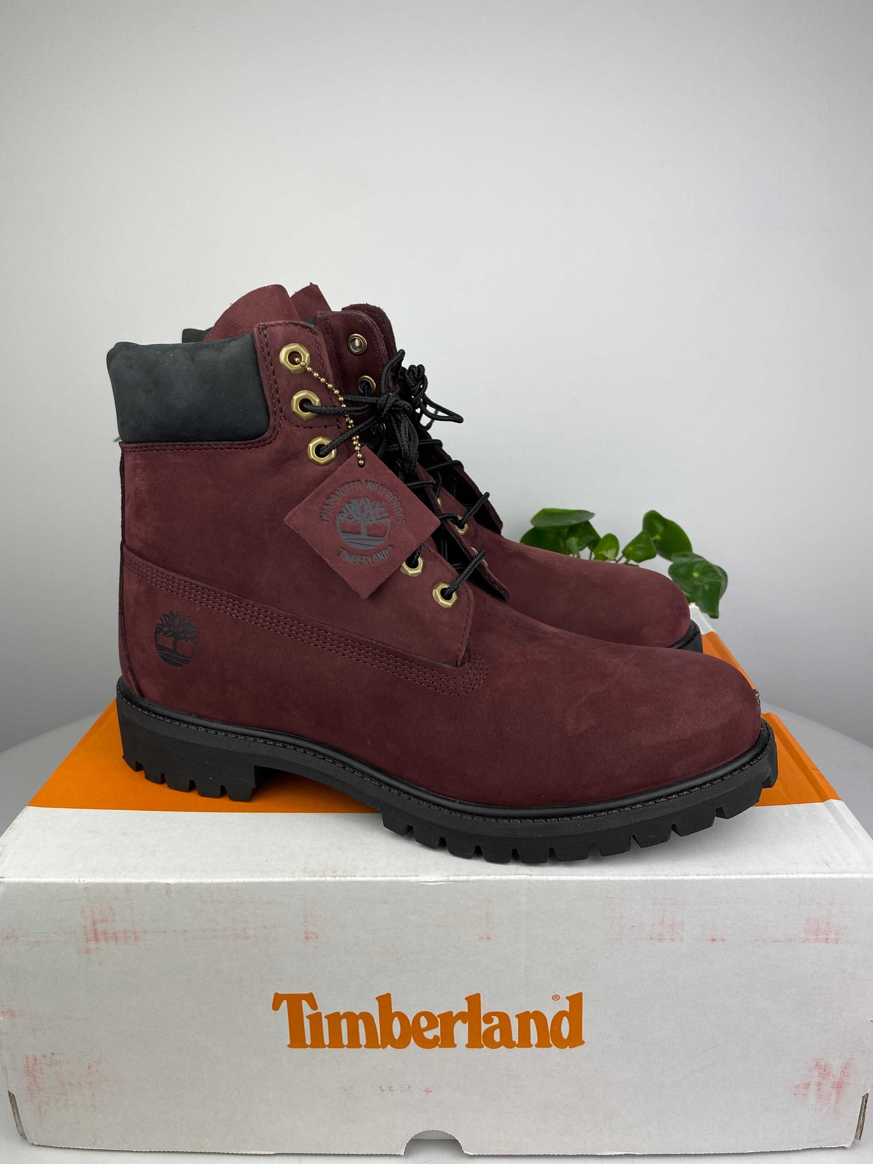 czarne burgundowe buty trapery timberland 6 inch premium boots r44 n45