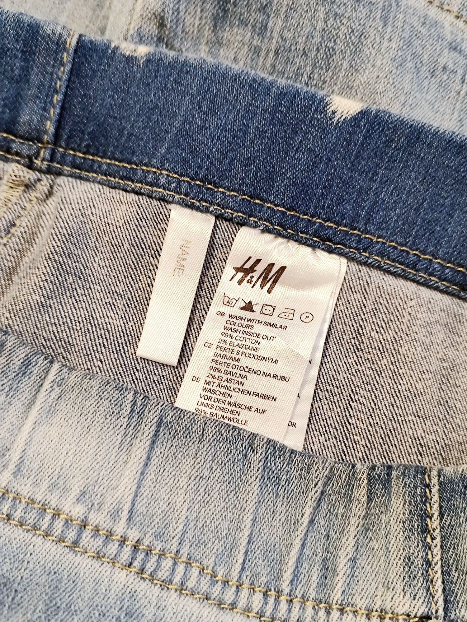 niebieska dżinsowa spódniczka dziewczęca z efektem sprania H&M