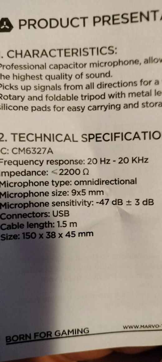Mikrofon Marvo Mic 03