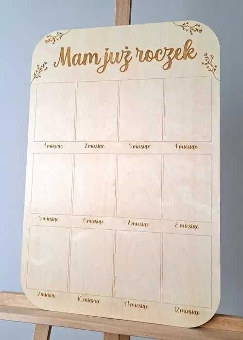 Tablica mam już roczek dekoracje ściany chrzest urodziny moda