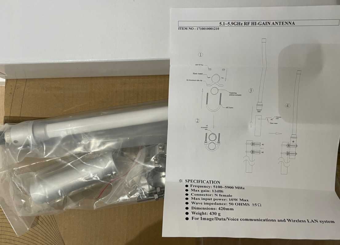 Antena dookólna WLAN MOXA 5.1-5.9GHz 360st. ANT-WSBS-ANF-12