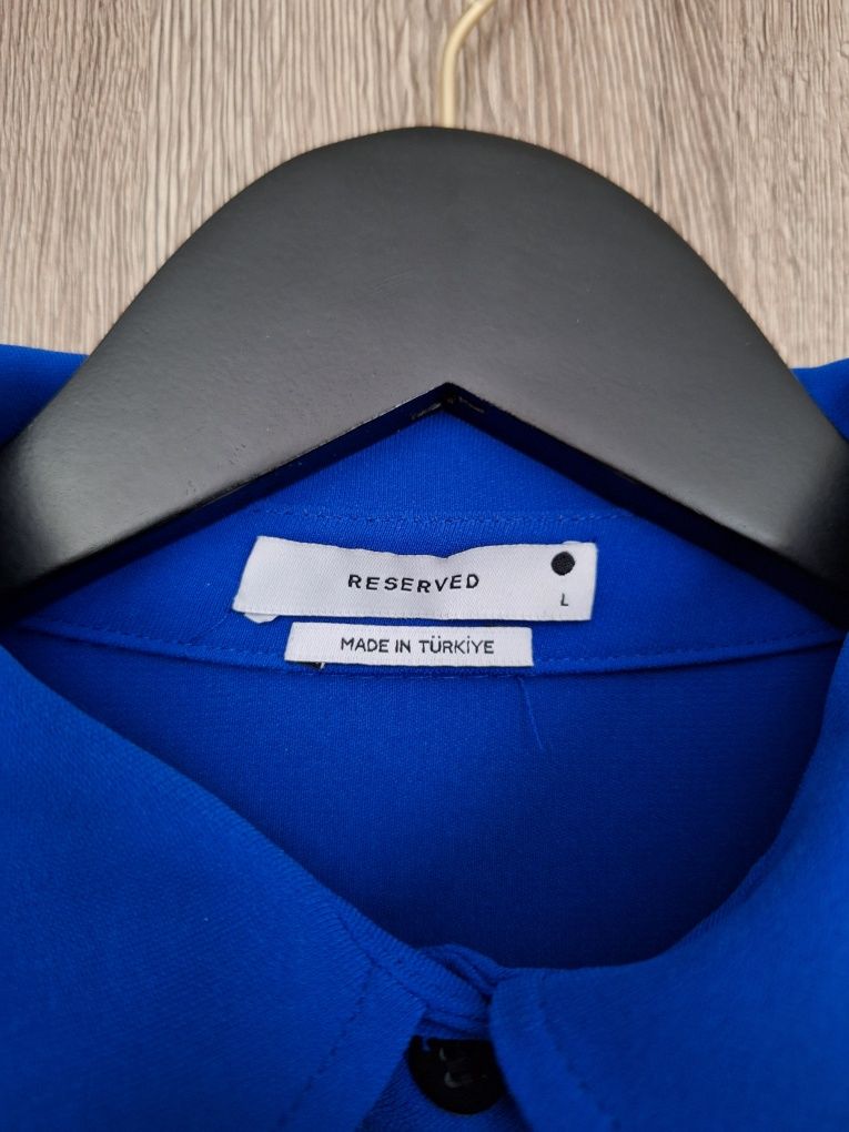Niebieska krótka koszulowa sukienka mini damska Reserved rozmiar L