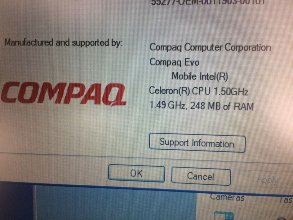 Portátil Compaq Evo N1020v a funcionar