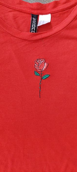 Bluzka damska T-shirt czerwony H&M XS