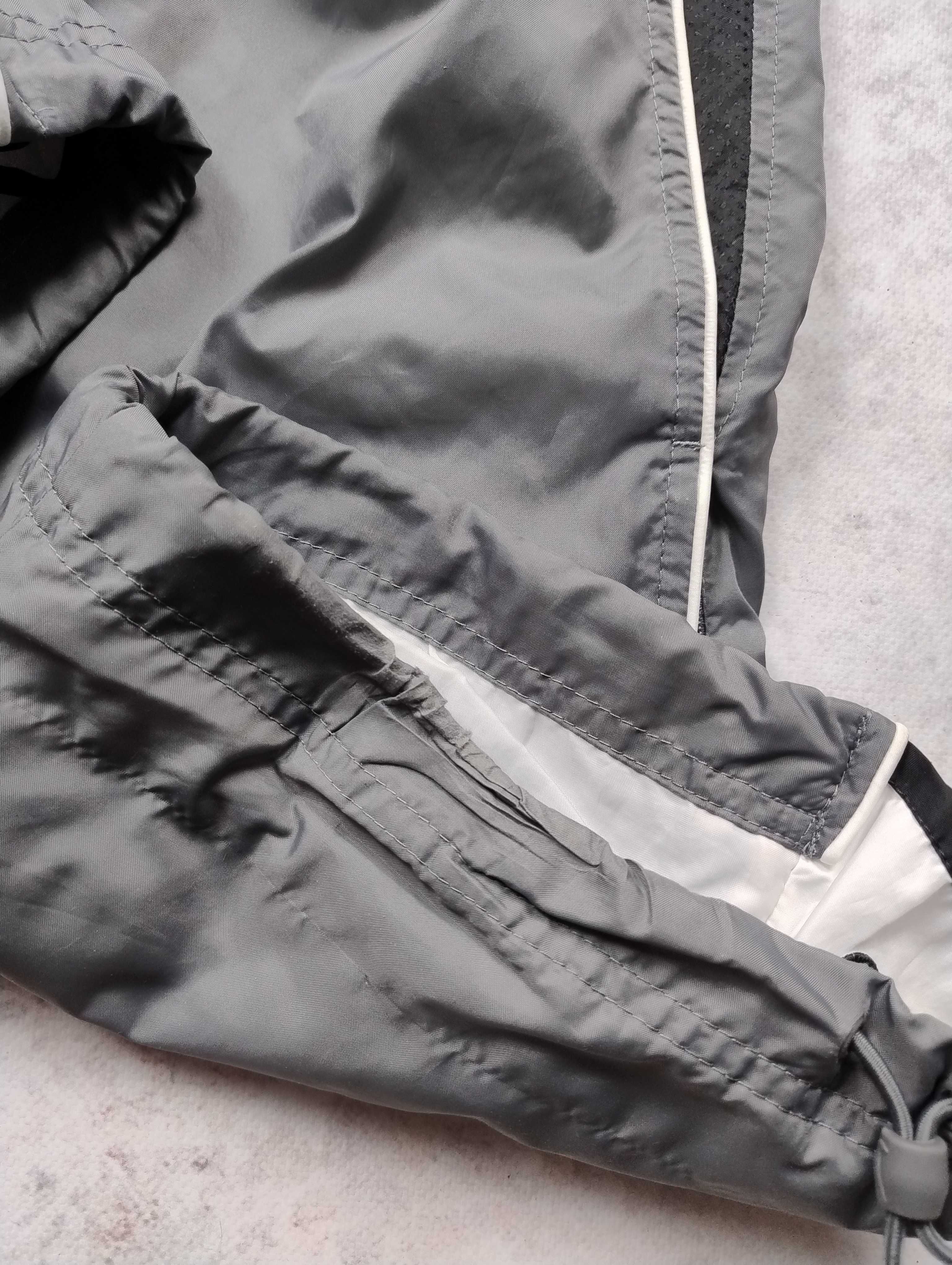 Nike szare spodnie dresowe retro z lampasem i zamkami dresy y2k M