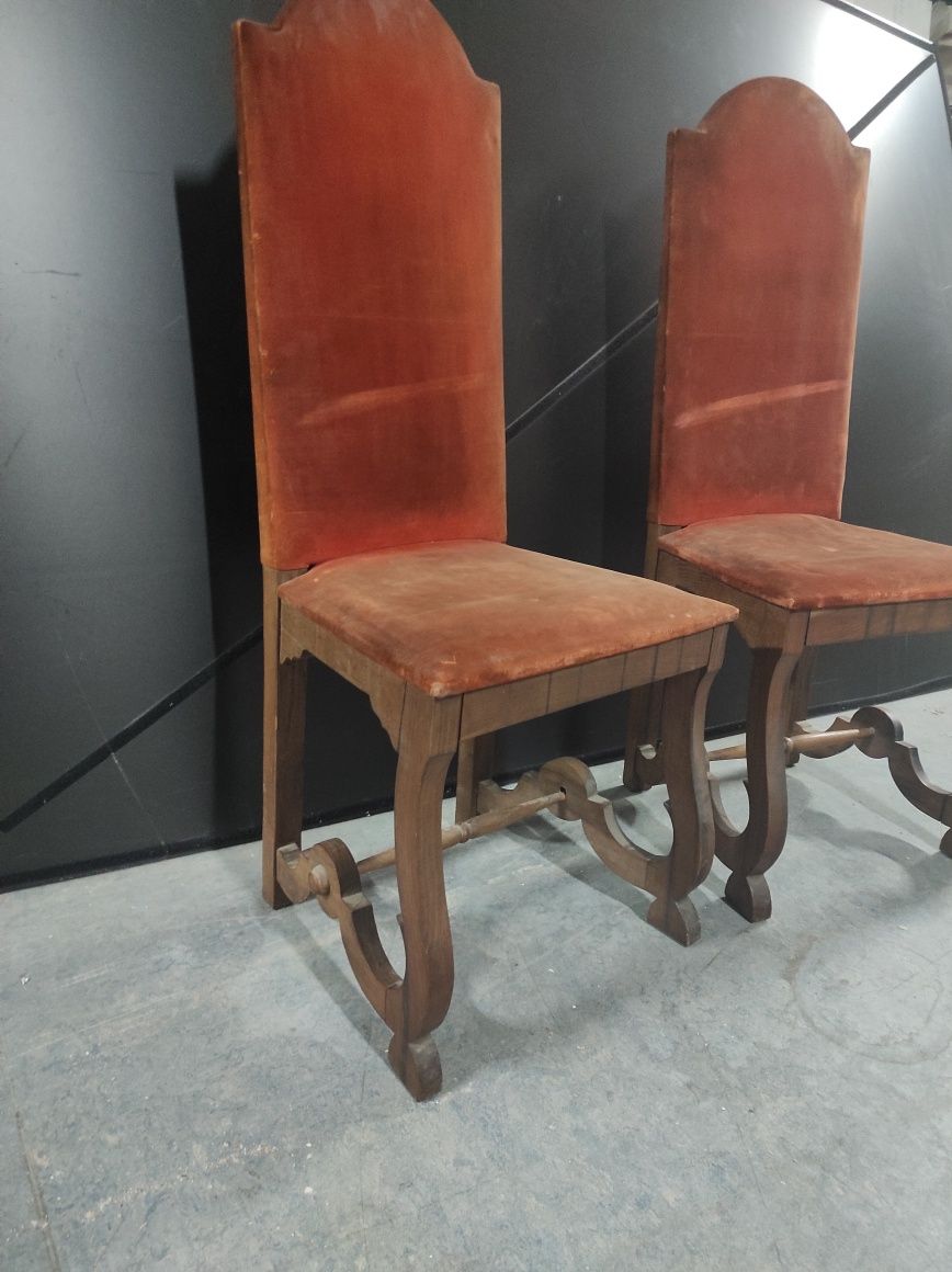 Conjunto 2 cadeira antigas veludo