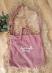 Torba shopper różowa sztruks