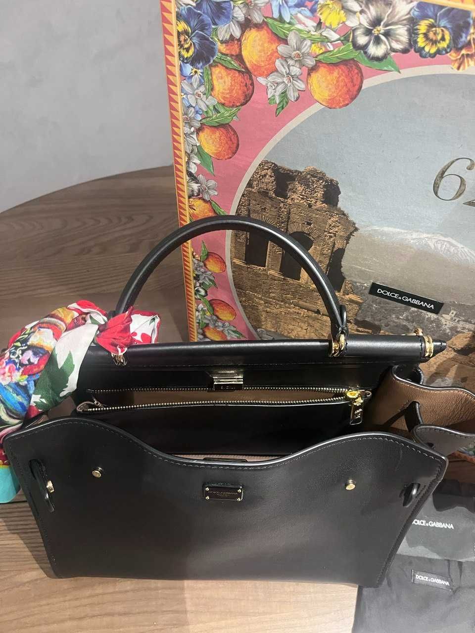 Кожаная чёрная сумка-тоут Dolce & Gabbana Sicily