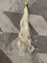 Wiązki włosy falowane syntetyczne jasny blond 75 cm
