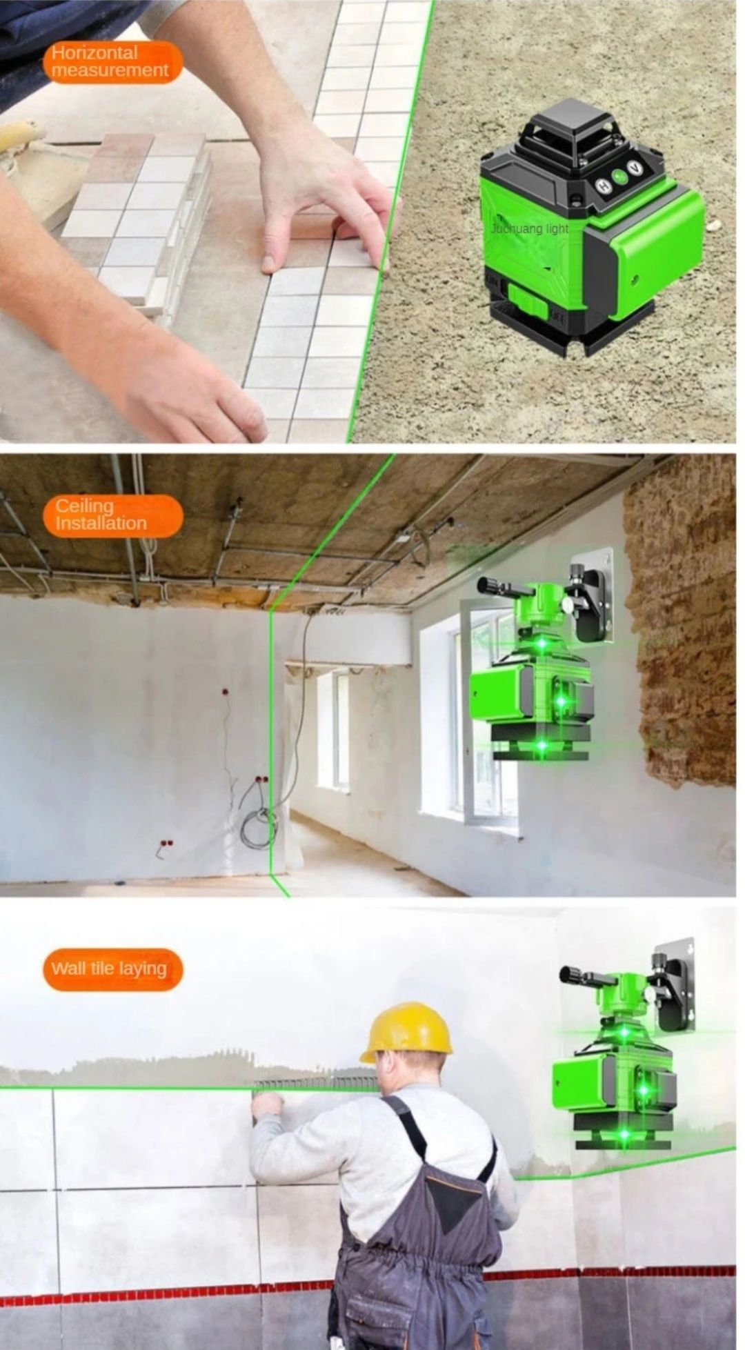 Poziomica laserowa 12 linii laser krzyżowy 360 3D