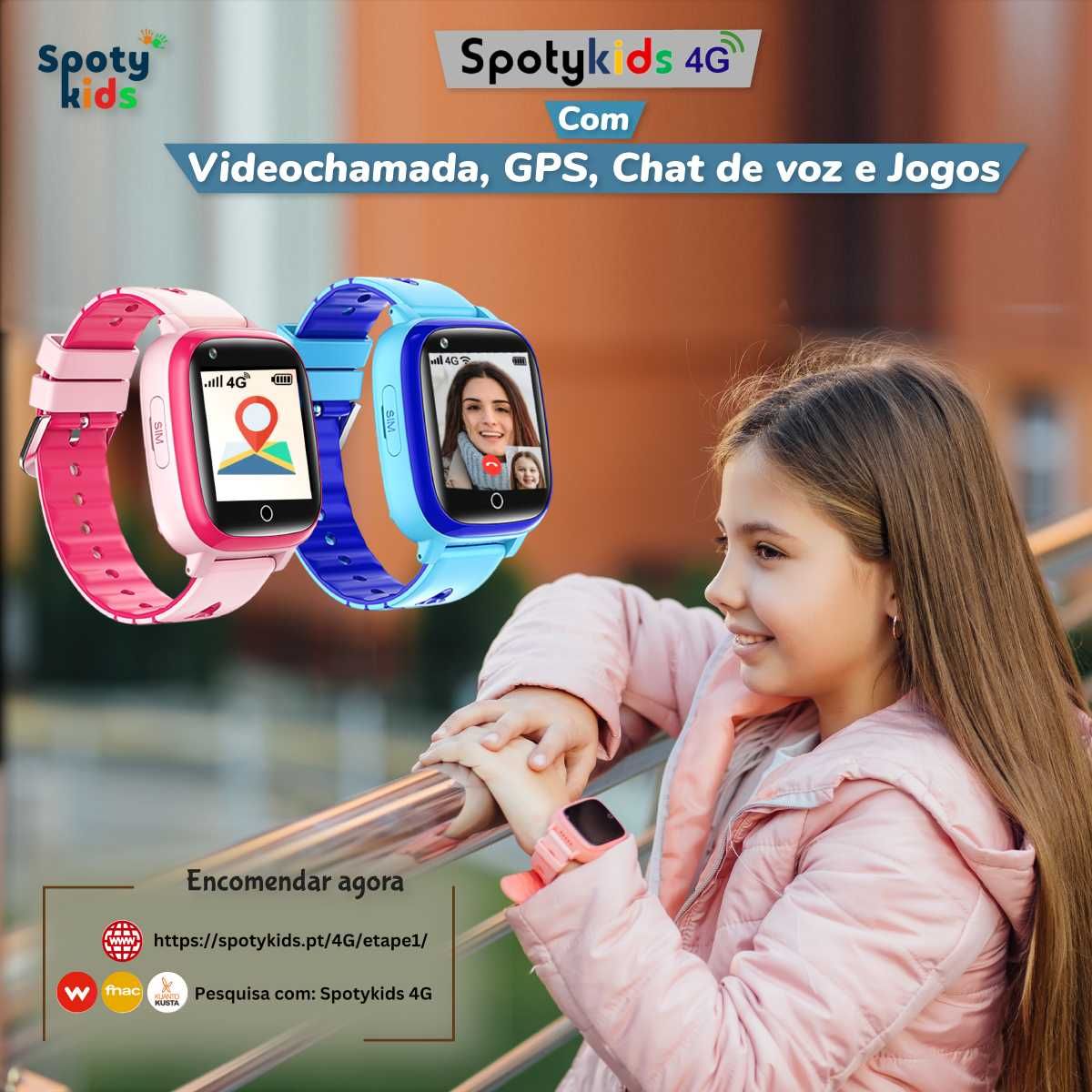 Relógio de criança Smartwatch SPOTYKIDS 4G GPS, Videochamada e Jogos