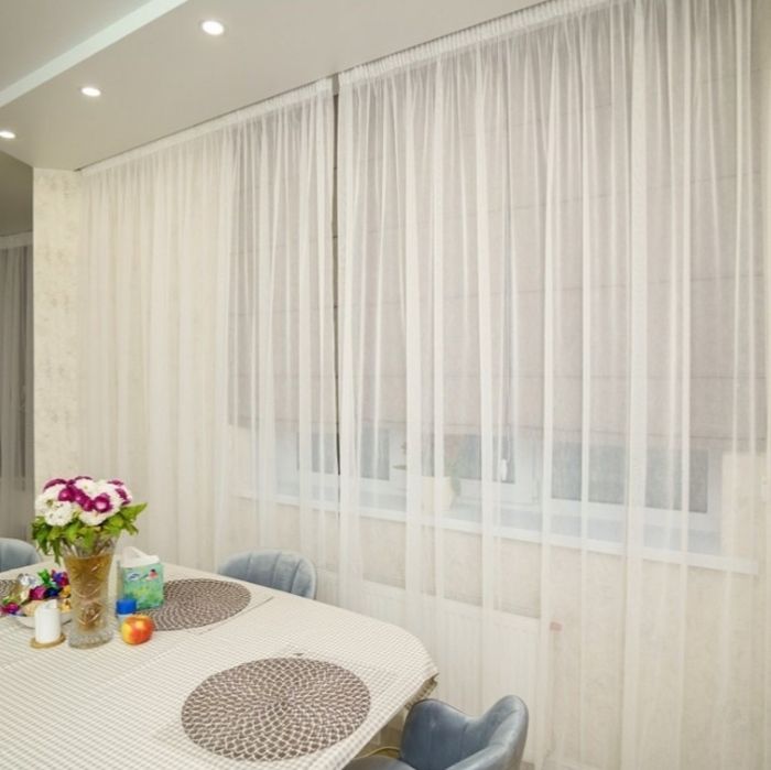 Тюль із шифона кремова! 2шт по 3м.×2.50