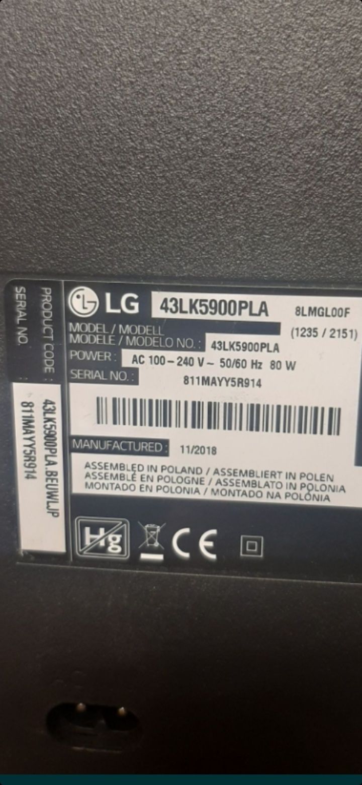 LG 43lk5900pla  peças