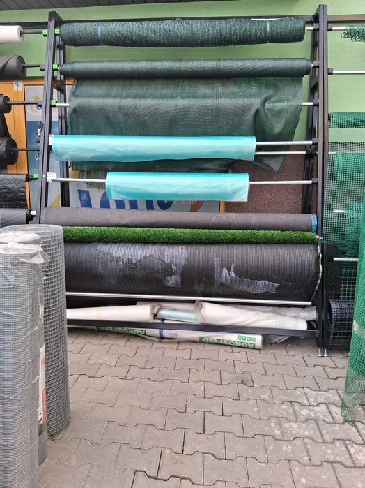 Stojak, regał ekspozytor magazynowy, rolki  na folia , siatki