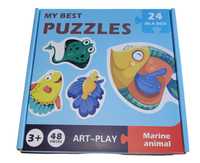 Nowa drewniana zabawka edukacyjna puzzle zwierzęta morskie #171