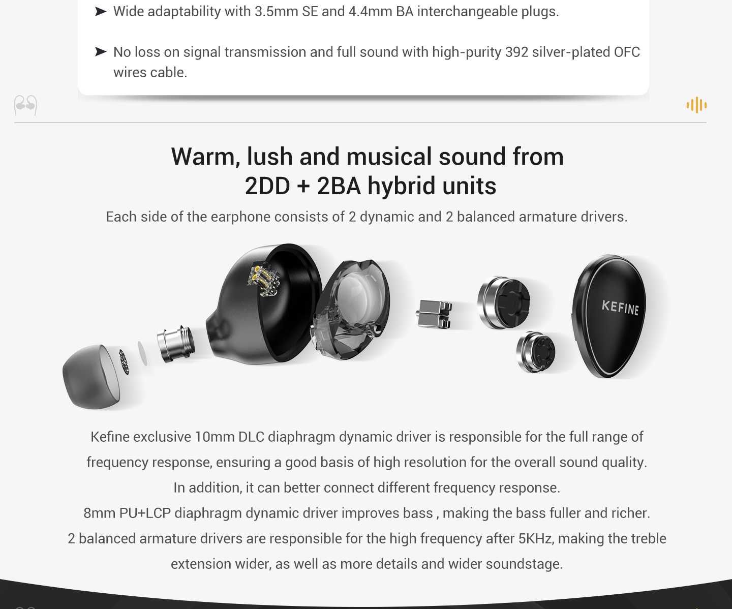 ⇒ KEFINE Quatio  - гибридные 4-х драйверные IEM наушники (2DD+2BA)