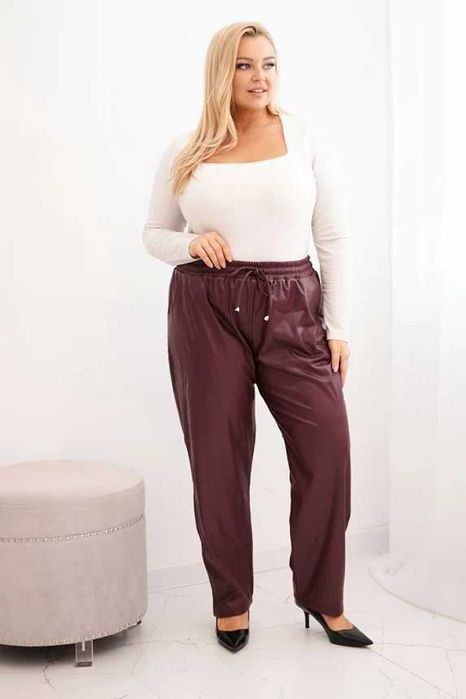 Ocieplane spodnie eco skóra Plus Size trzy kolory